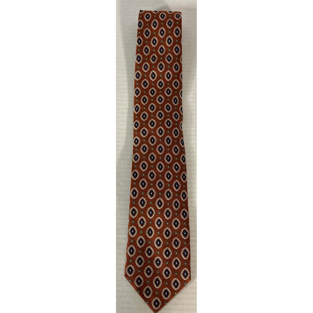 Jos. A. Bank Tie Mens OS Orange Geometric Diamond Silk Executive Collection